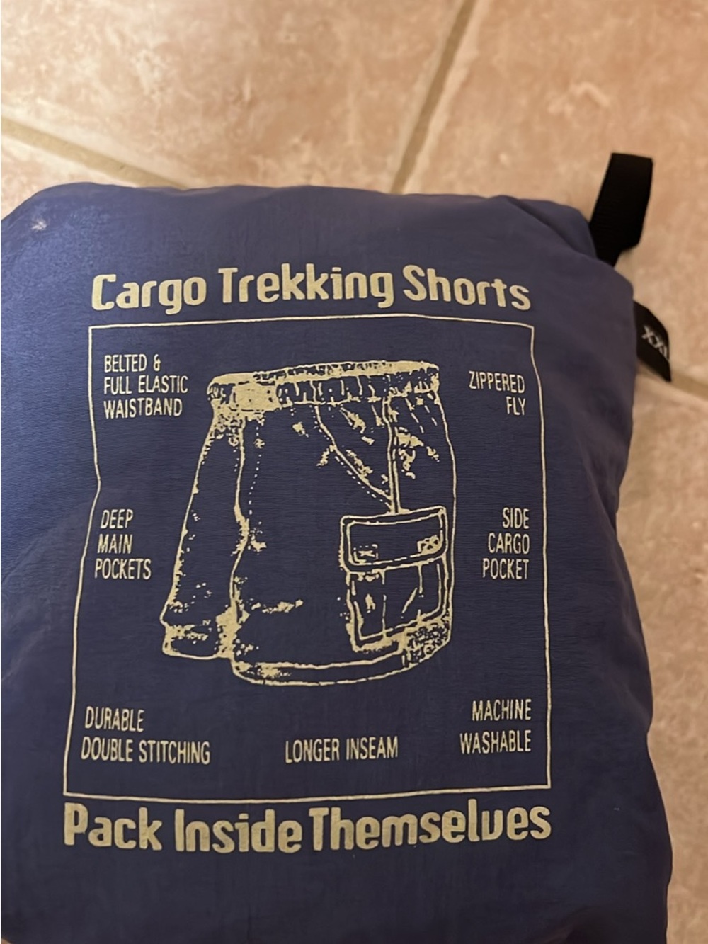 XXL Men’s Cargo Trekking Shorts - Navy Print